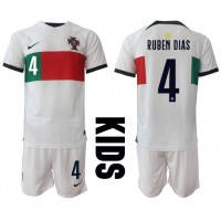 Portugalsko Ruben Dias #4 Vonkajší Detský futbalový dres MS 2022 Krátky Rukáv (+ trenírky)